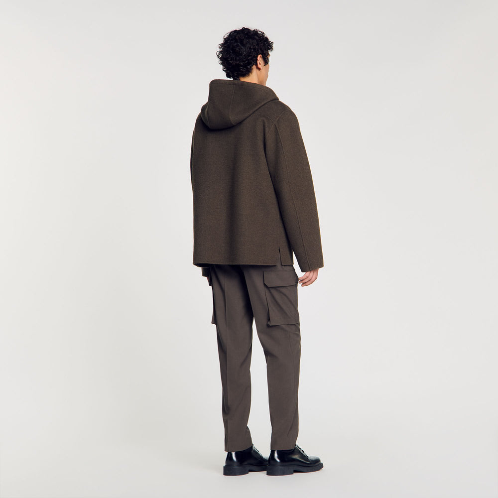 Sandro / Hooded windbreaker Dark Kaki.