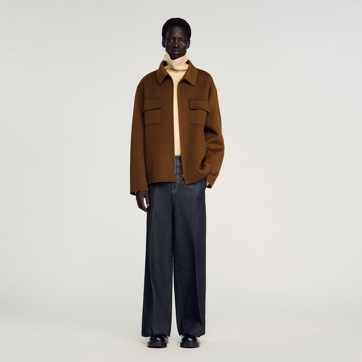 Sandro / Zipped overshirt Tobacco Brown