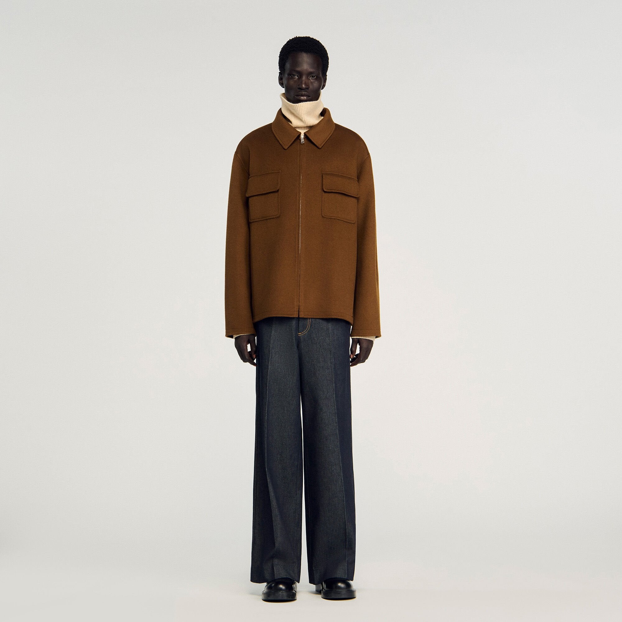 Sandro / Zipped overshirt Tobacco Brown