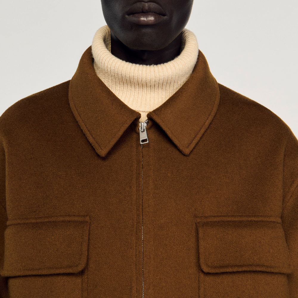 Sandro / Zipped overshirt Tobacco Brown