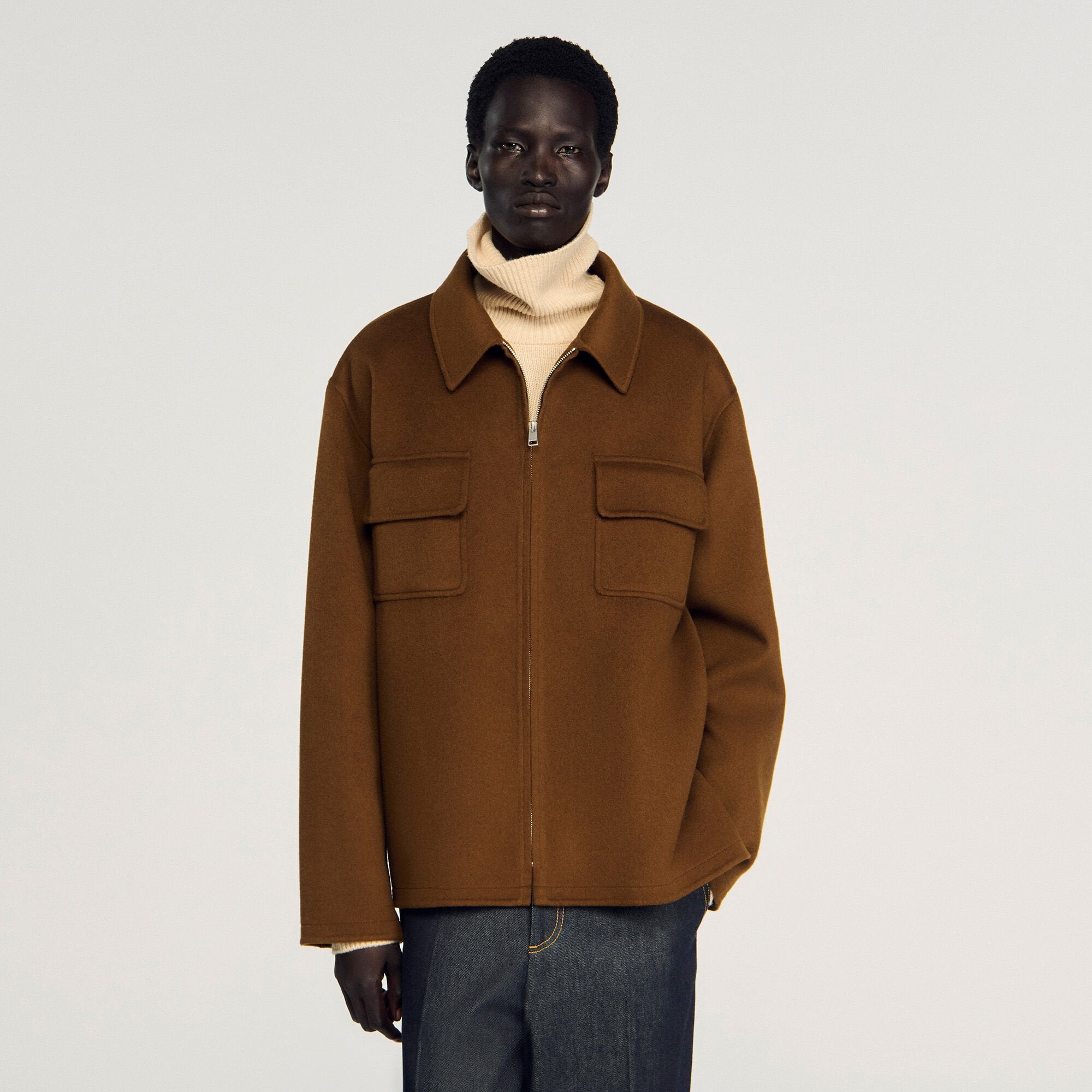 Sandro / Zipped overshirt Tobacco Brown