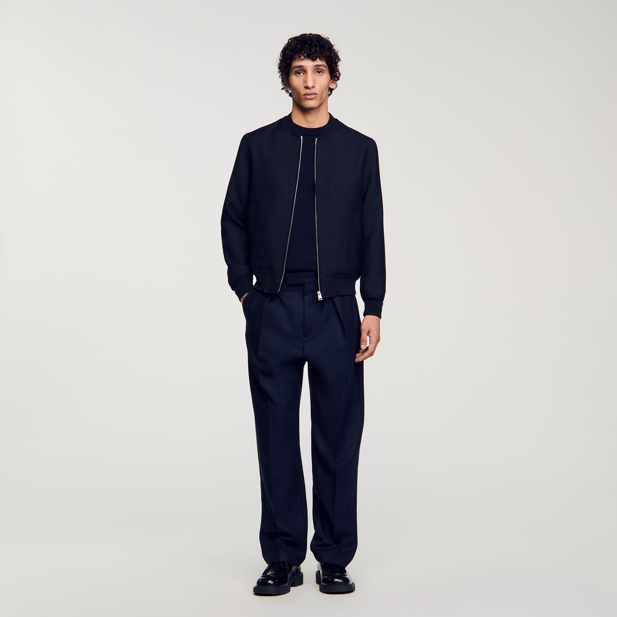 Sandro / Zip-up varsity jacket Navy Blue