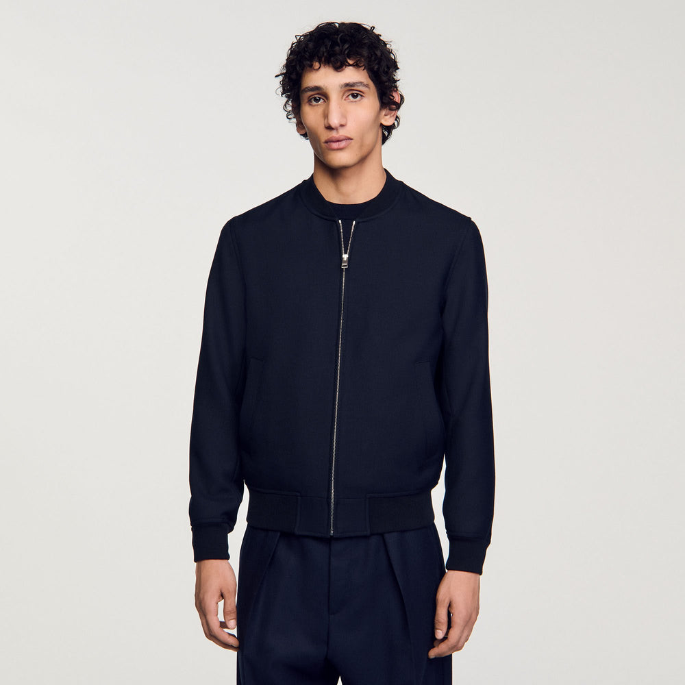 Sandro / Zip-up varsity jacket Navy Blue