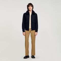 Sandro / Wool aviator jacket Navy Blue