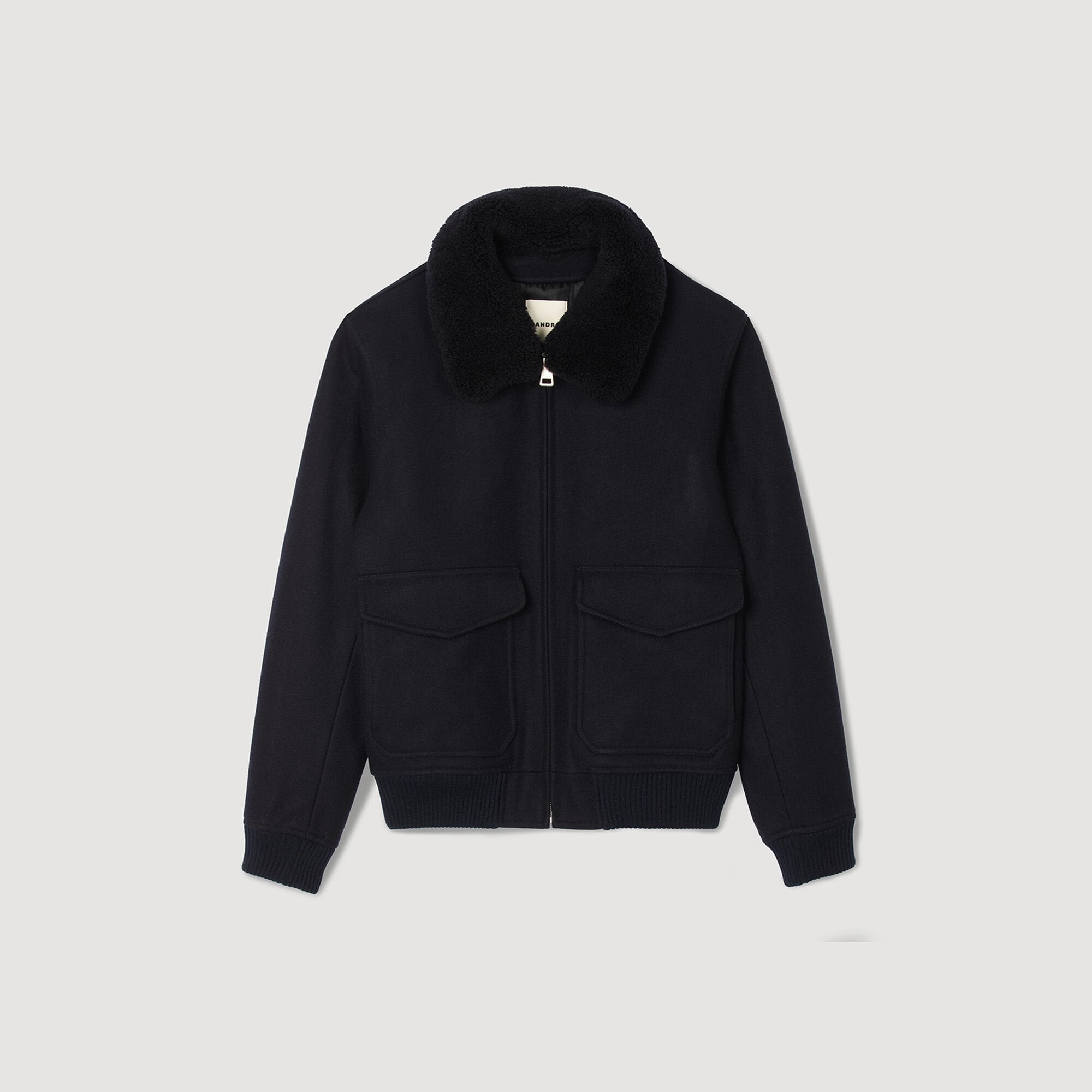 Sandro / Wool aviator jacket Navy Blue