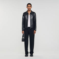 Sandro / Zip-up leather jacket Black