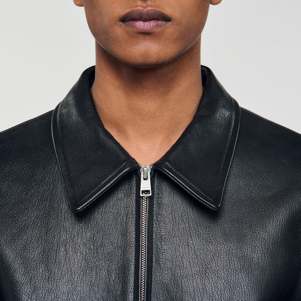 Sandro / Zip-up leather jacket Black