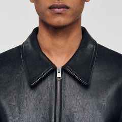 Sandro / Zip-up leather jacket Black