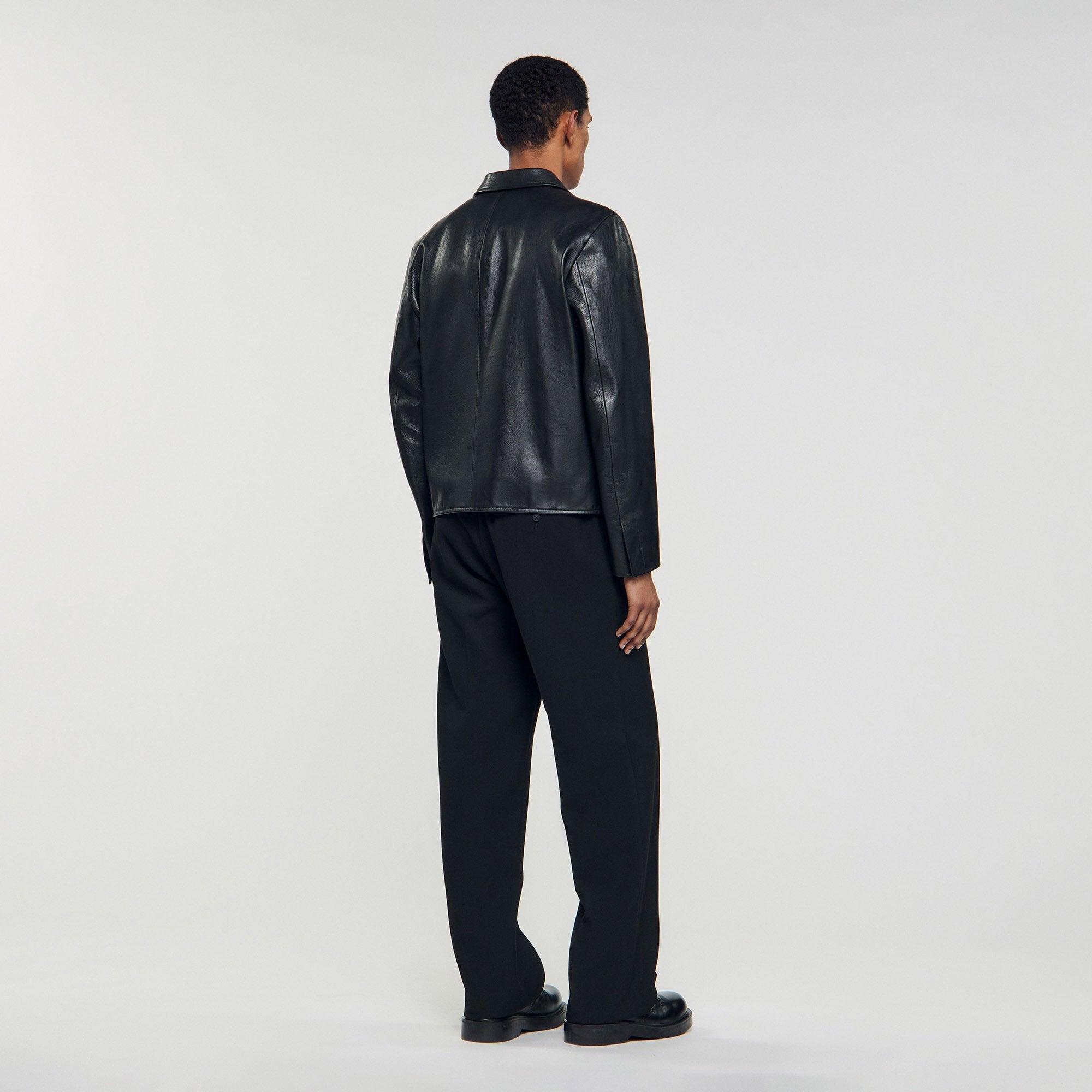 Sandro / Zip-up leather jacket Black