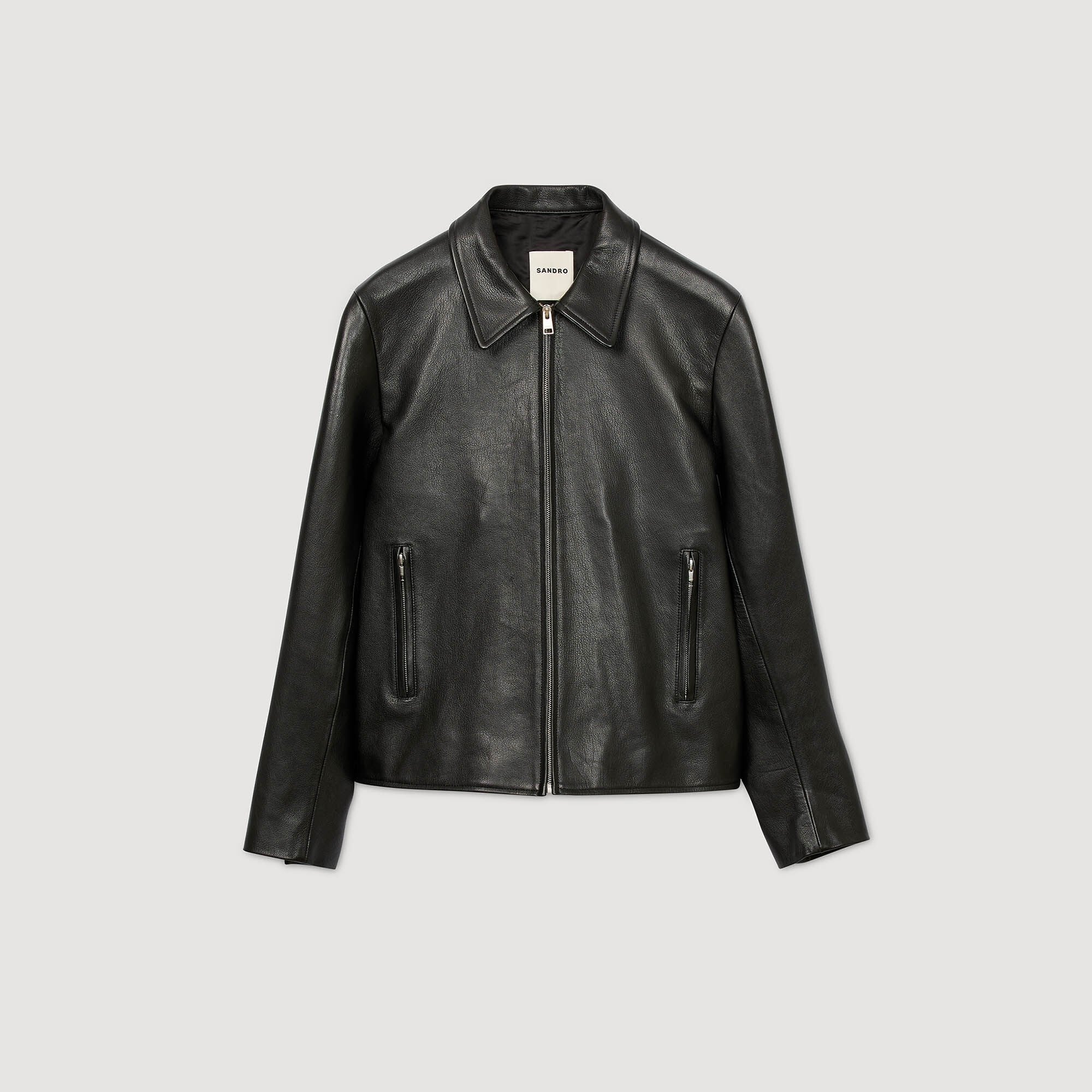 Sandro / Zip-up leather jacket Black