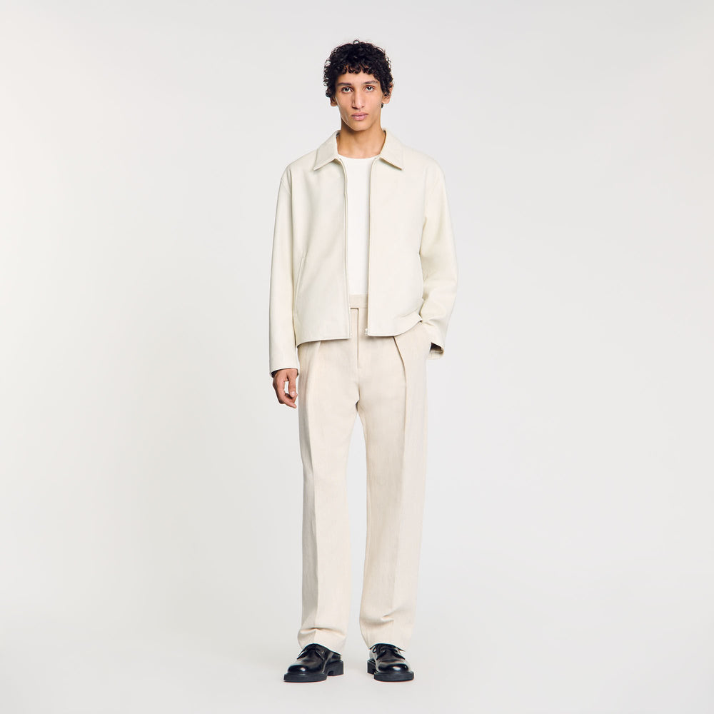 Sandro / Leather jacket Aluminum