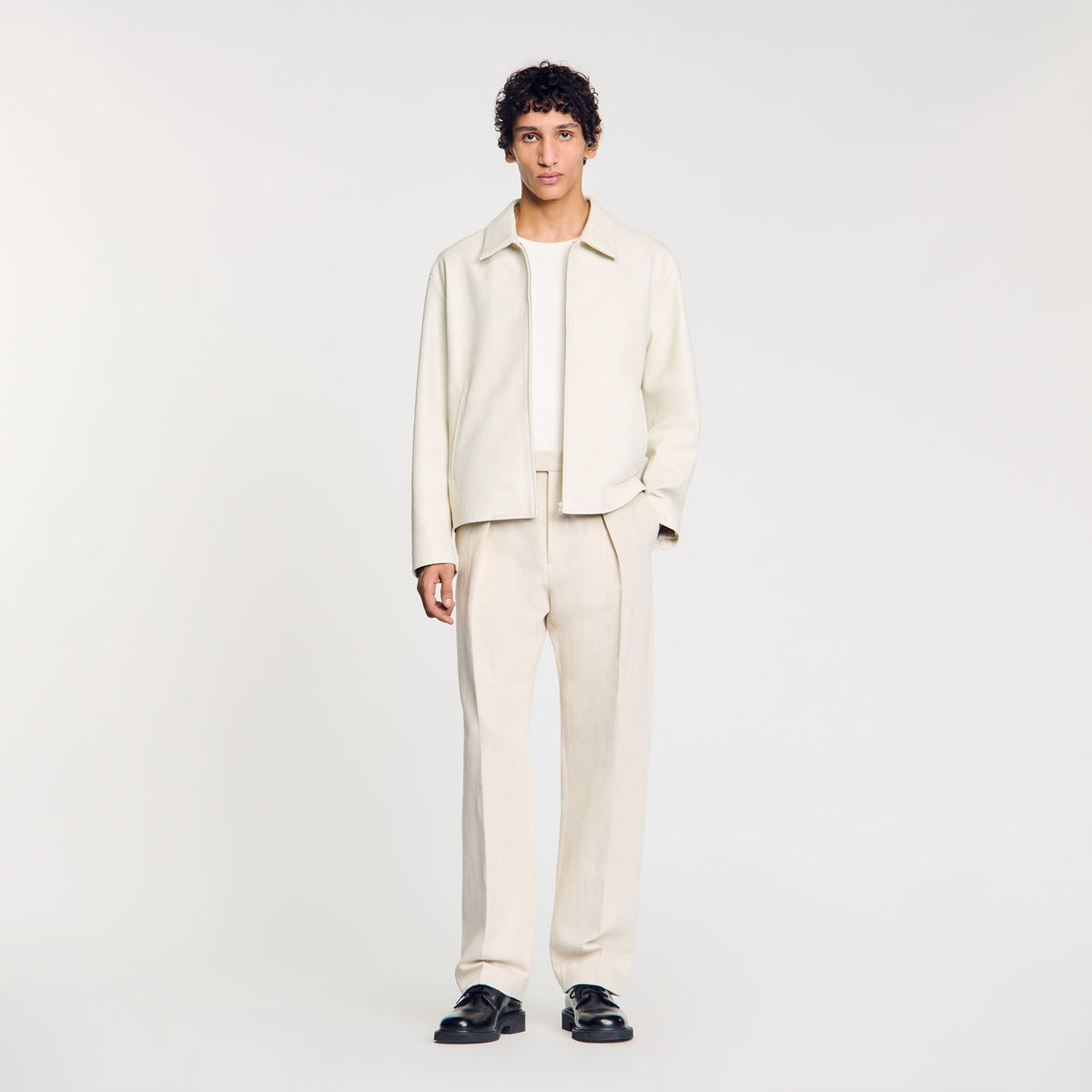 Sandro / Leather jacket Aluminum