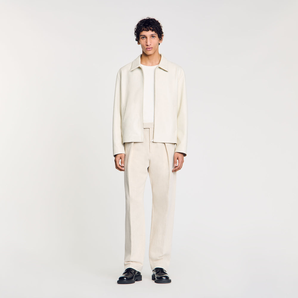 Sandro / Leather jacket Aluminum