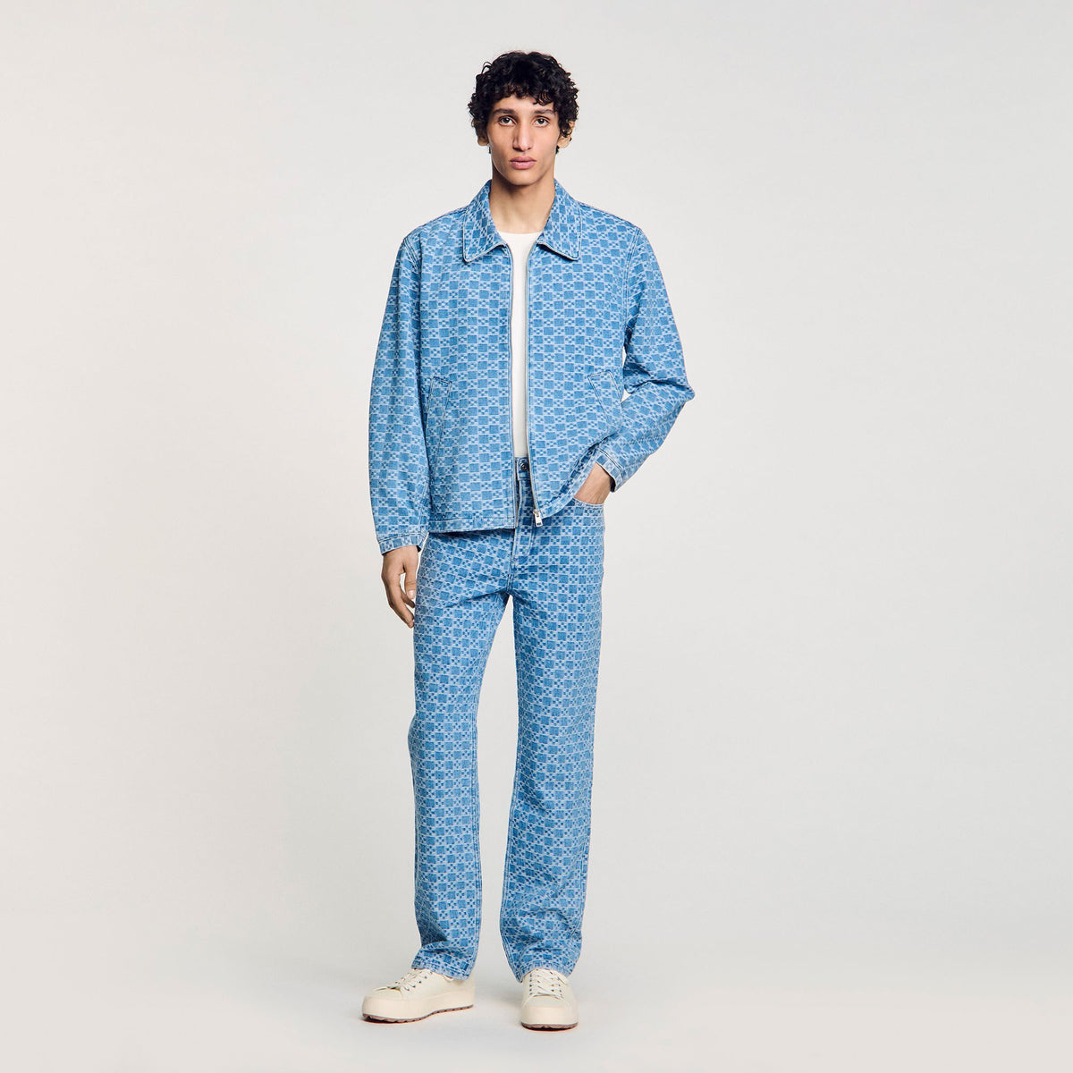 Sandro / Square cross denim jacket Blue Vintage - Denim