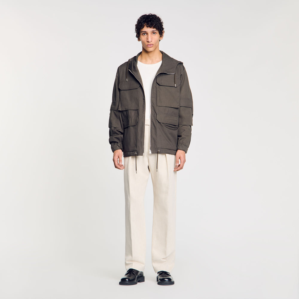 Sandro / Hooded military parka Dark Kaki.