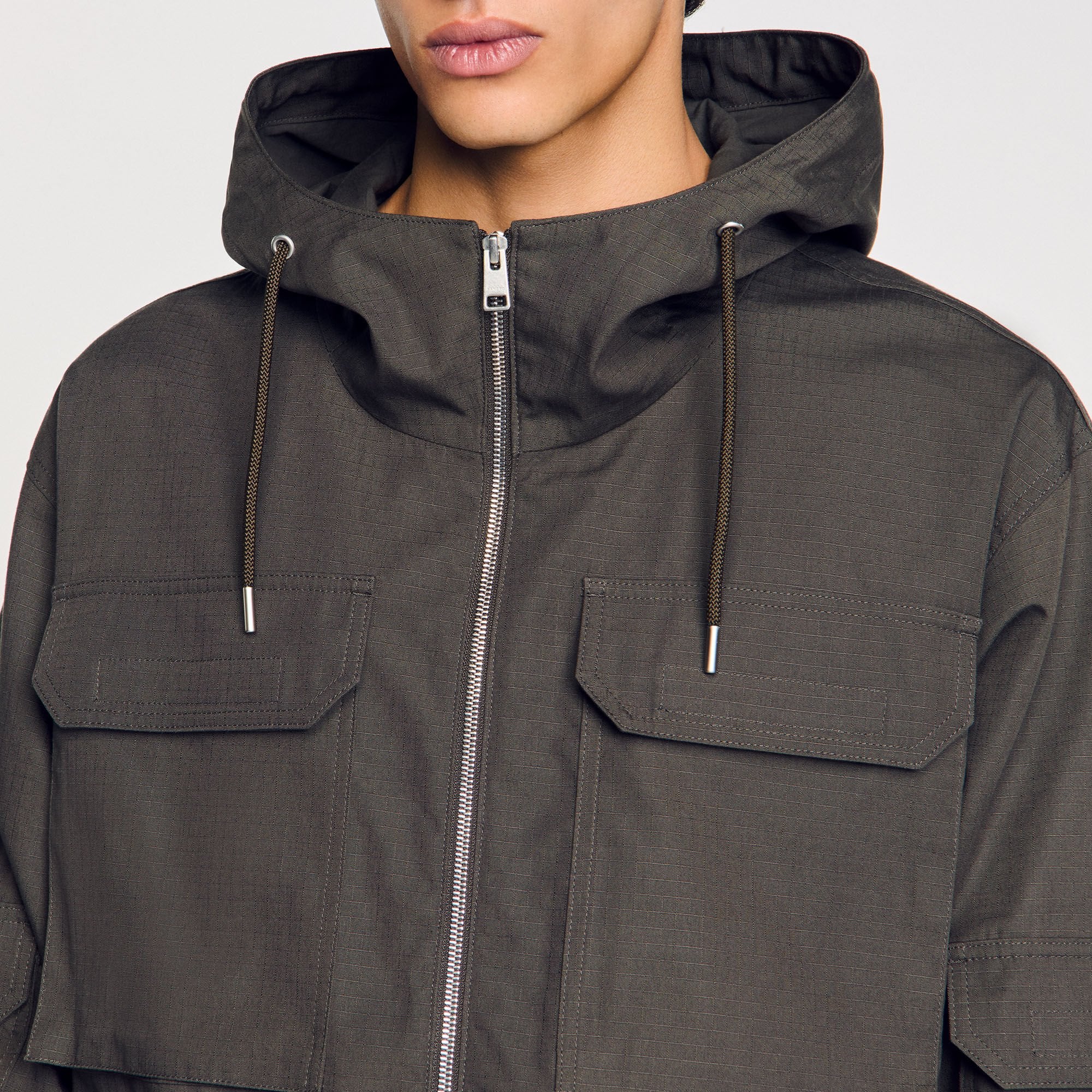 Sandro / Hooded military parka Dark Kaki.