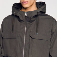 Sandro / Hooded military parka Dark Kaki.