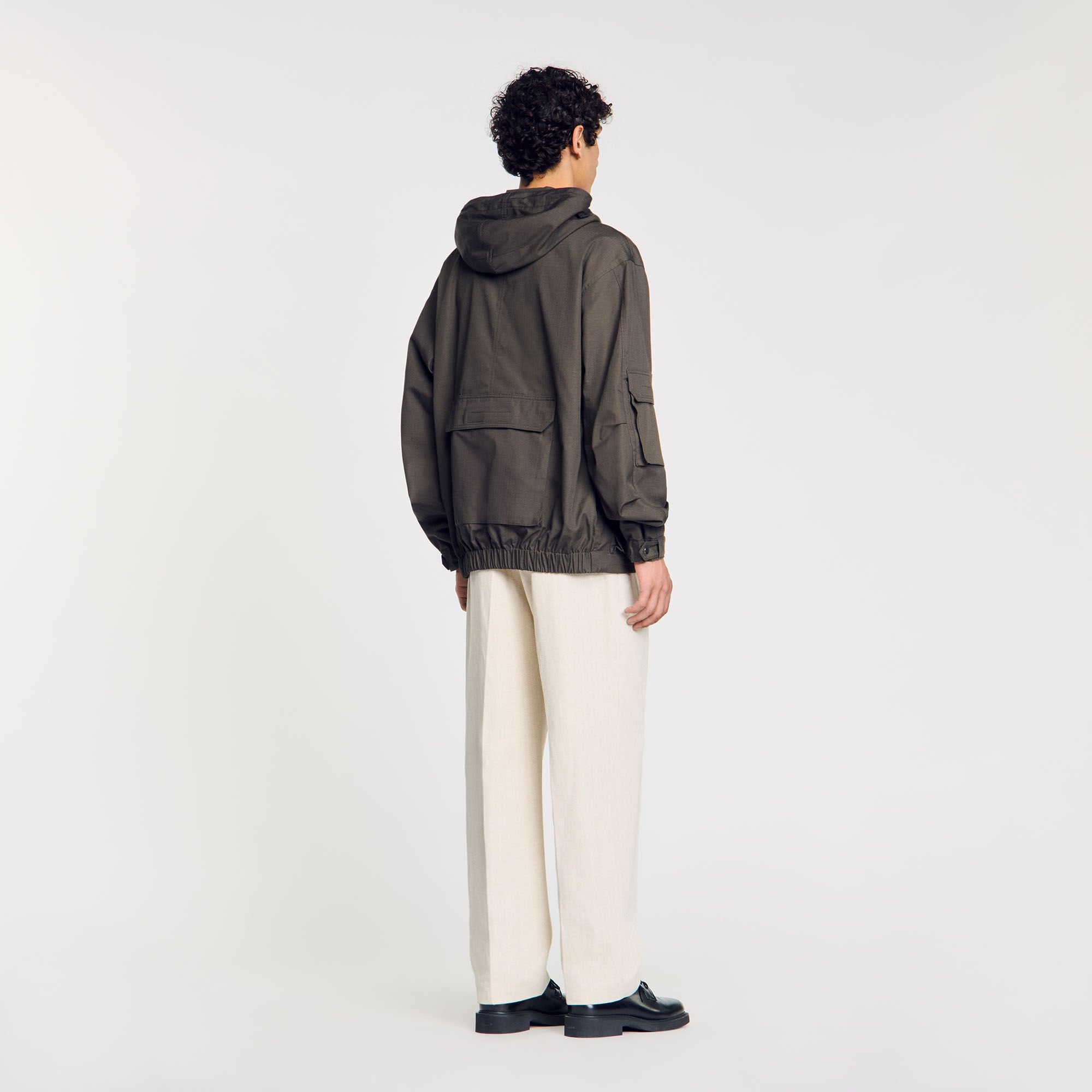 Sandro / Hooded military parka Dark Kaki.