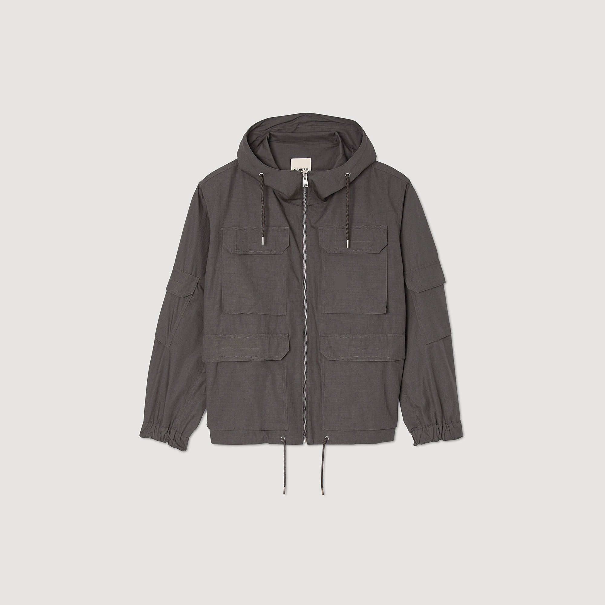 Sandro / Hooded military parka Dark Kaki.