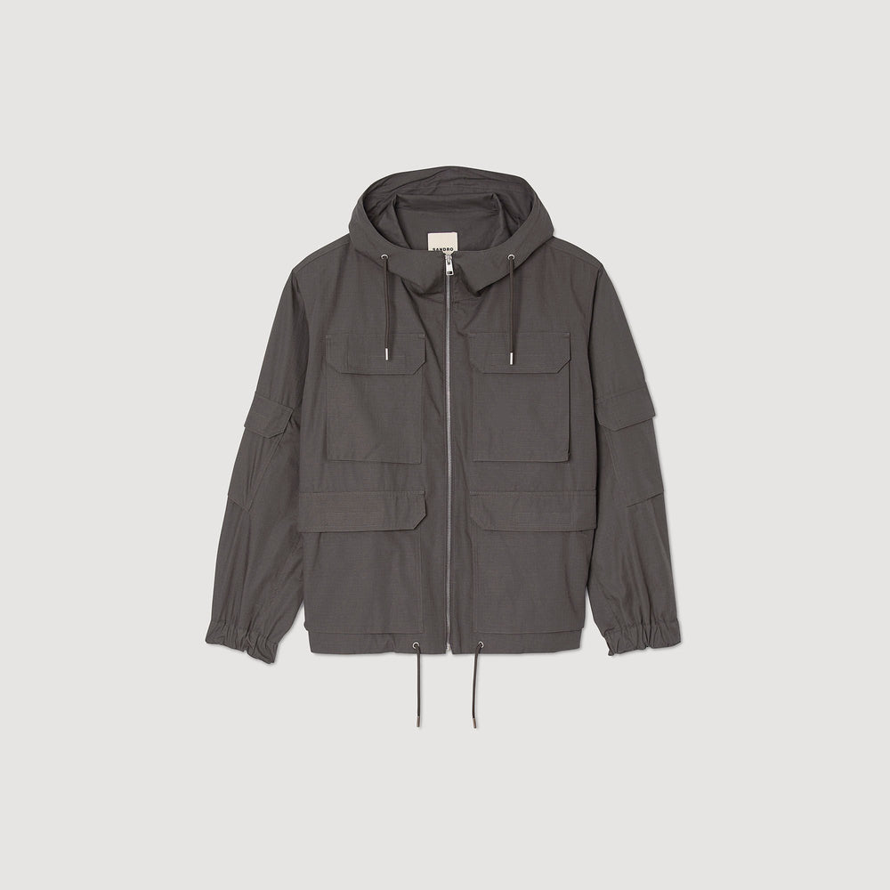 Sandro / Hooded military parka Dark Kaki.