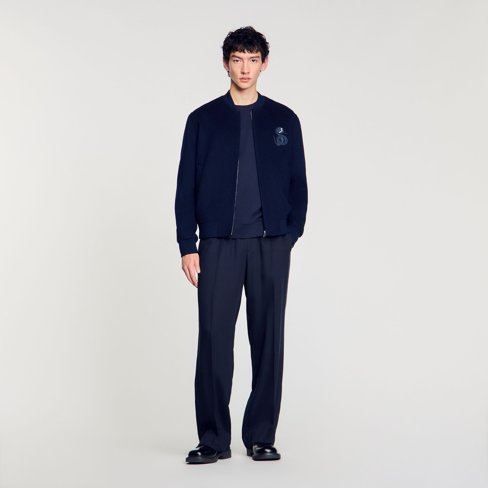 Sandro / Double-faced snake-detail jacket Midnight Blue