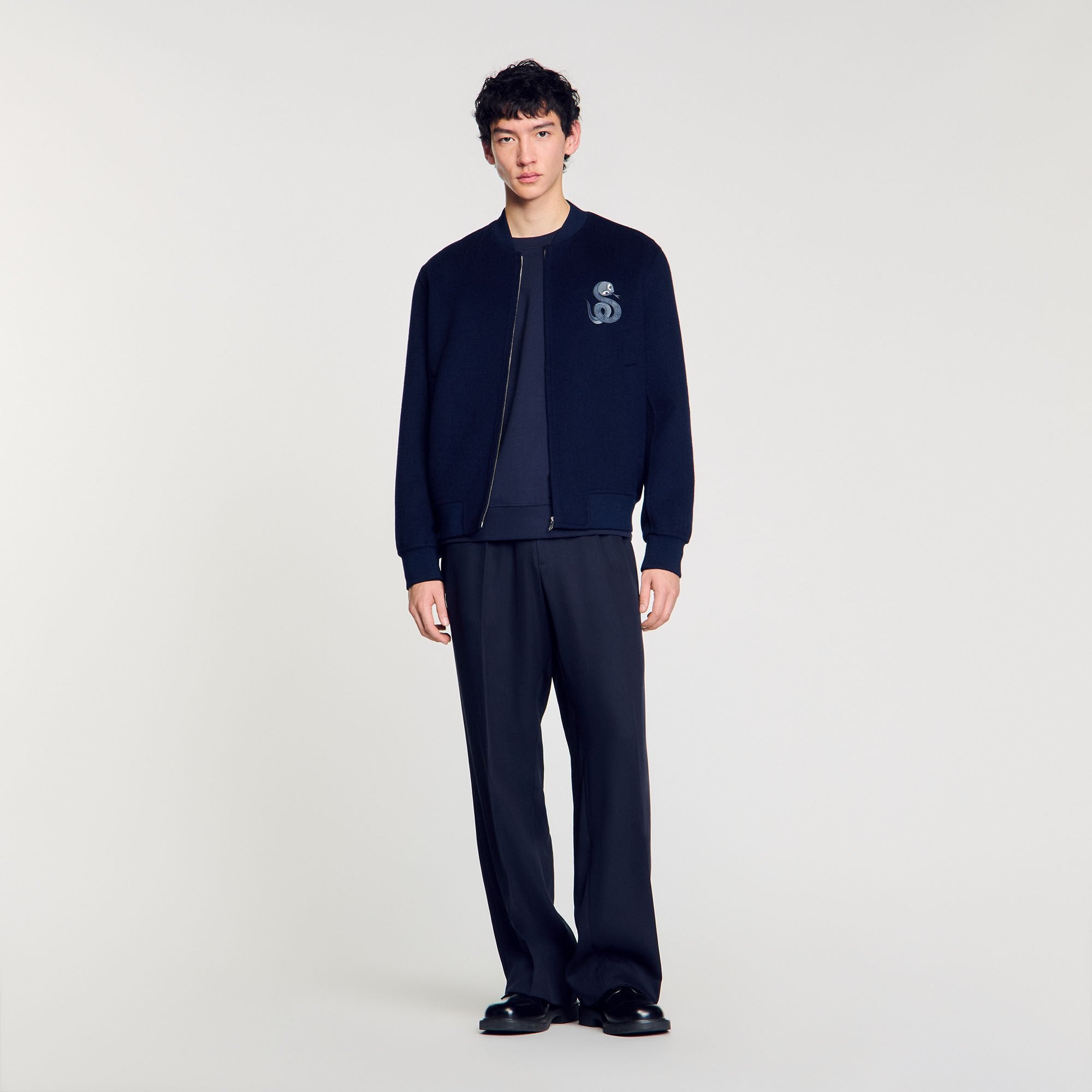 Sandro / Double-faced snake-detail jacket Midnight Blue