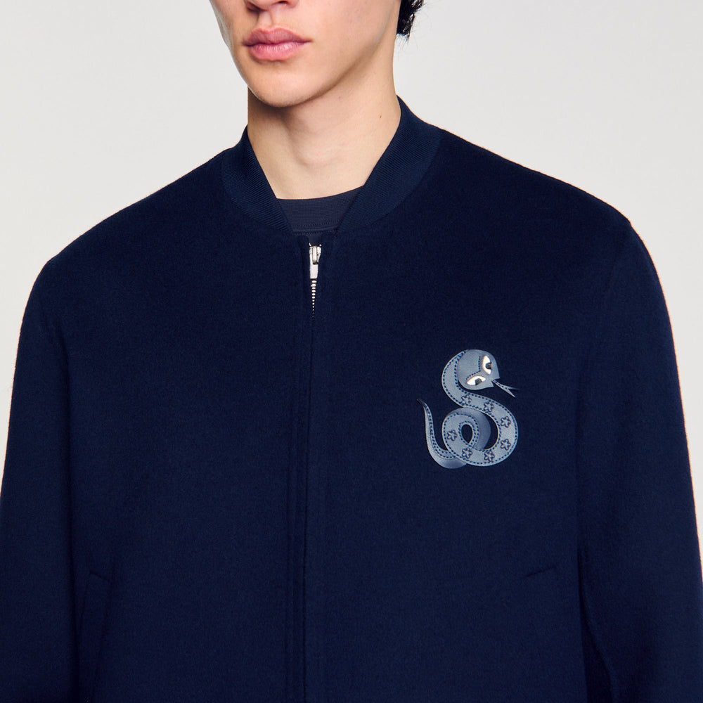 Sandro / Double-faced snake-detail jacket Midnight Blue