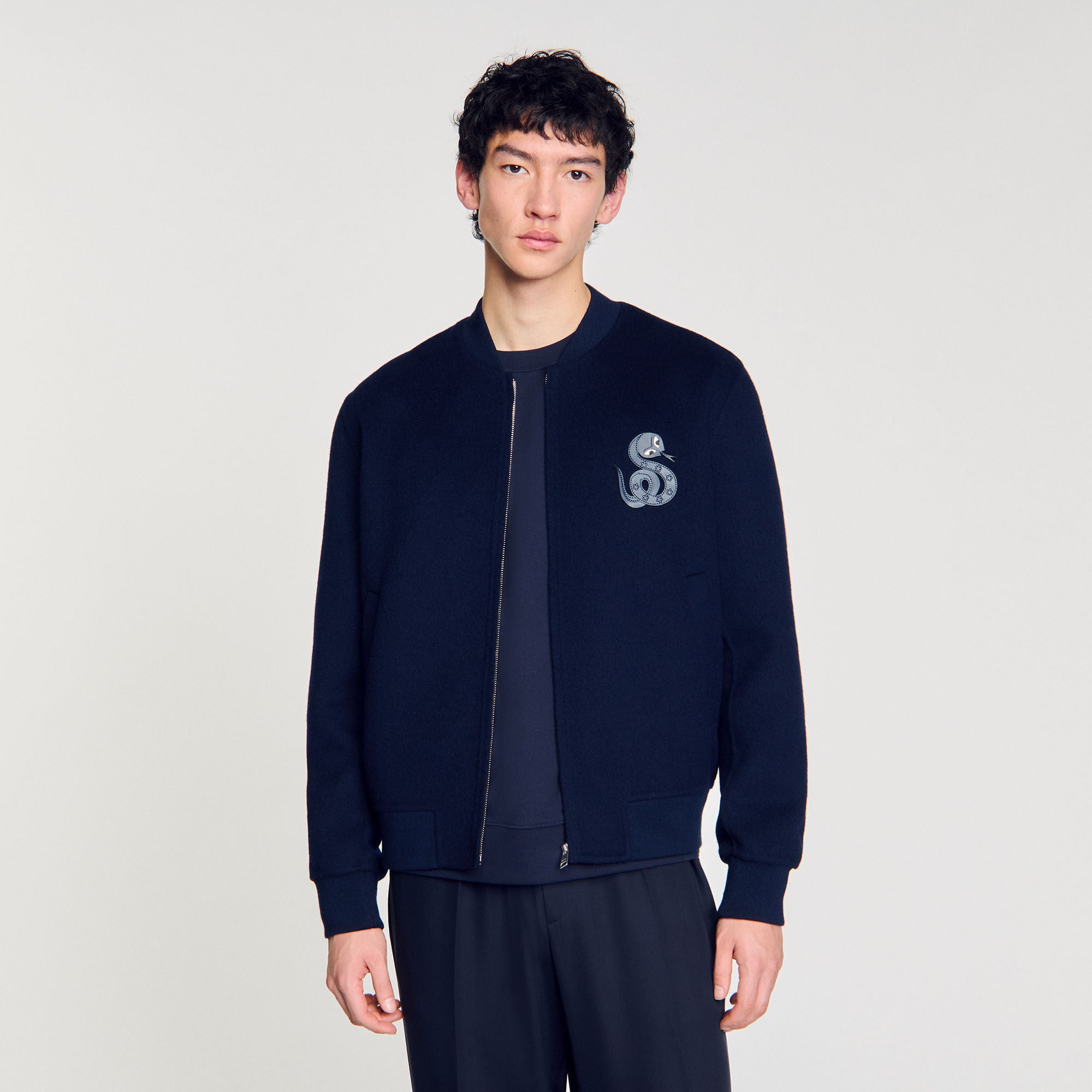 Sandro / Double-faced snake-detail jacket Midnight Blue