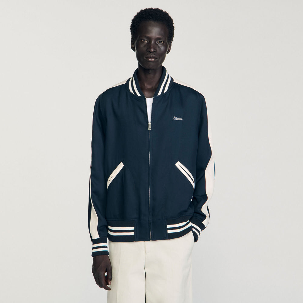 Sandro / Zip-up varsity jacket Navy Blue