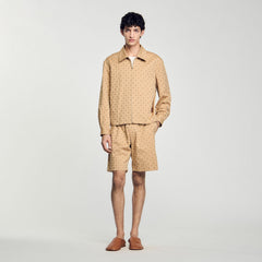 Sandro / Square Cross zip-up jacket Sand