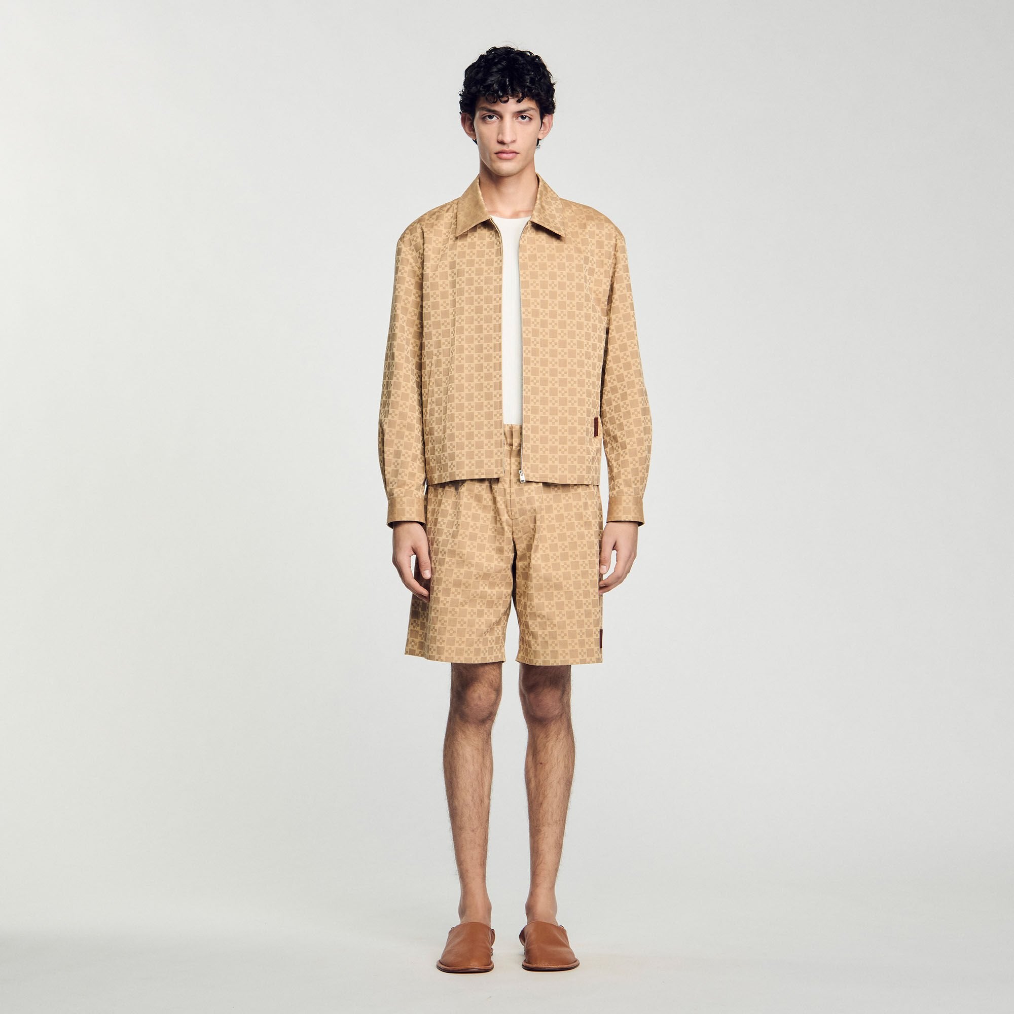 Sandro / Square Cross zip-up jacket Sand