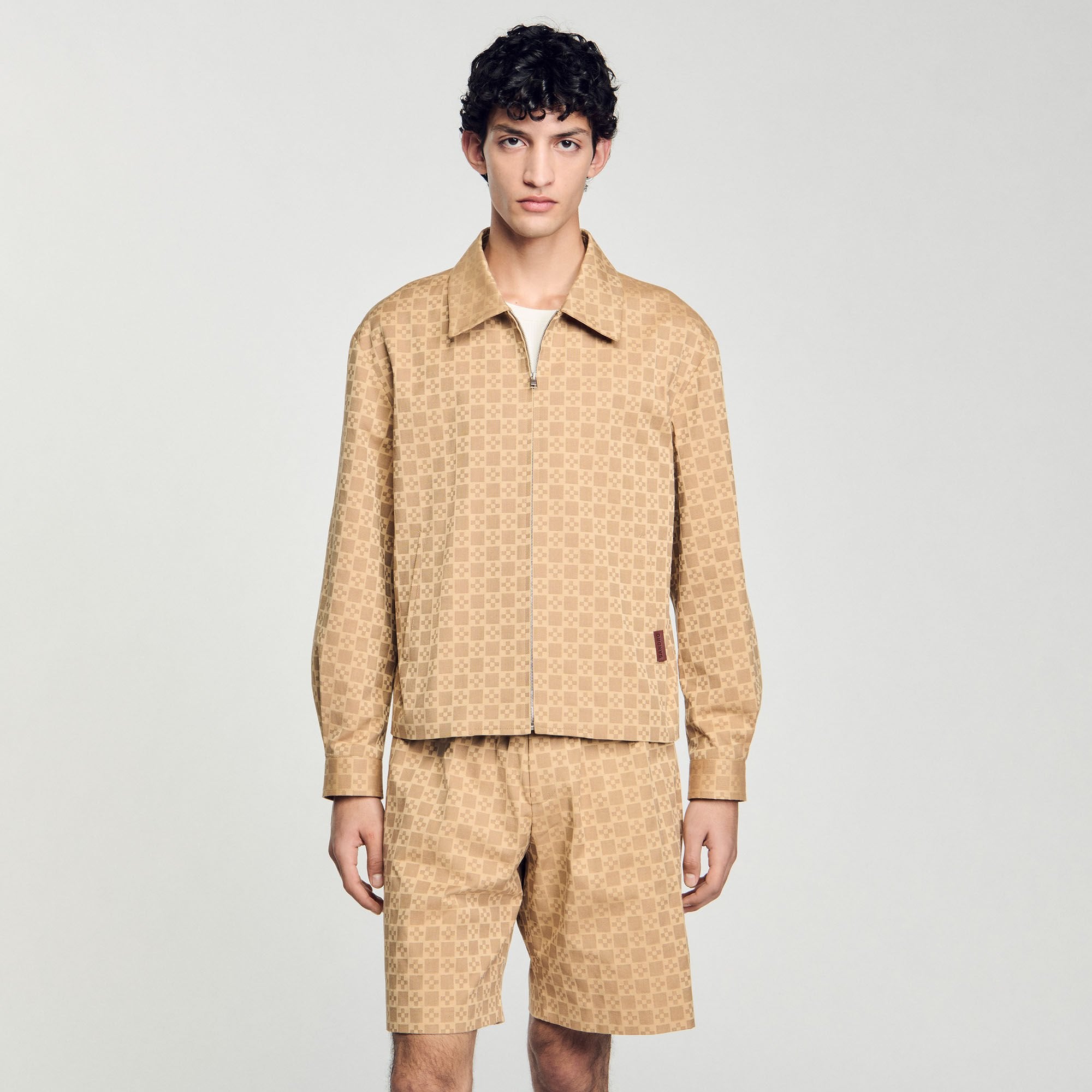 Sandro / Square Cross zip-up jacket Sand