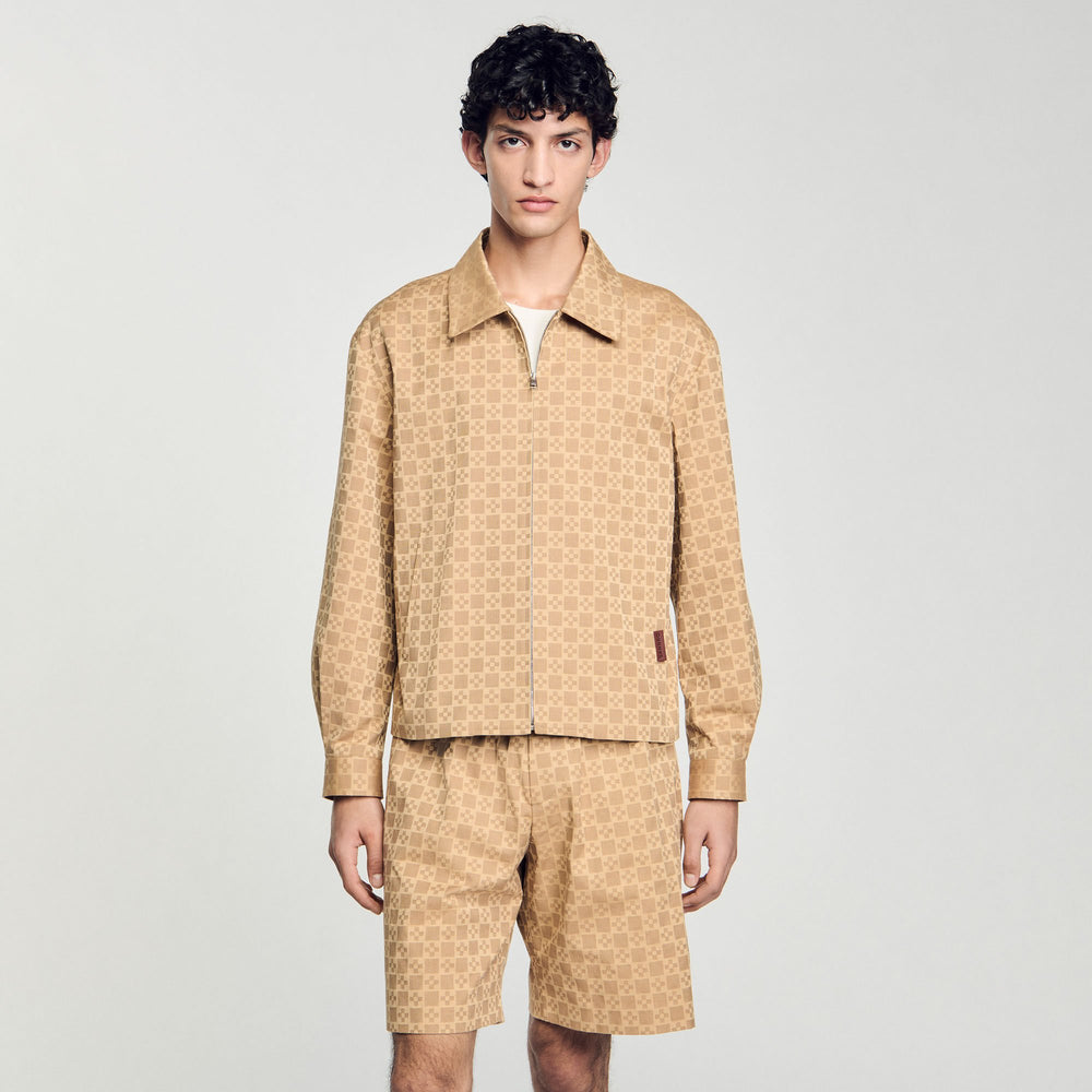 Sandro / Square Cross zip-up jacket Sand