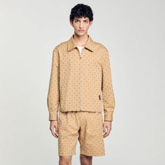 Sandro / Square Cross zip-up jacket Sand