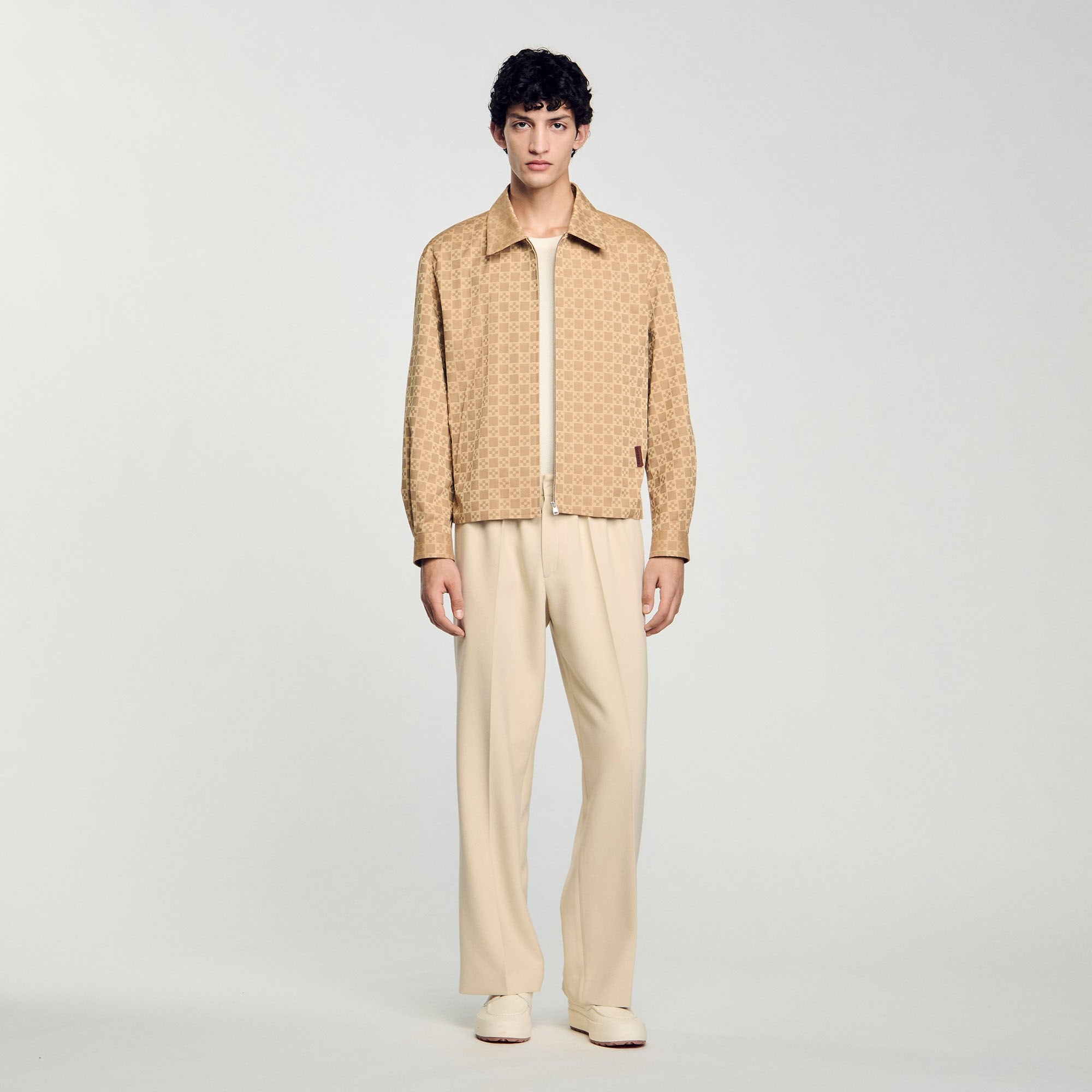 Sandro / Square Cross zip-up jacket Sand