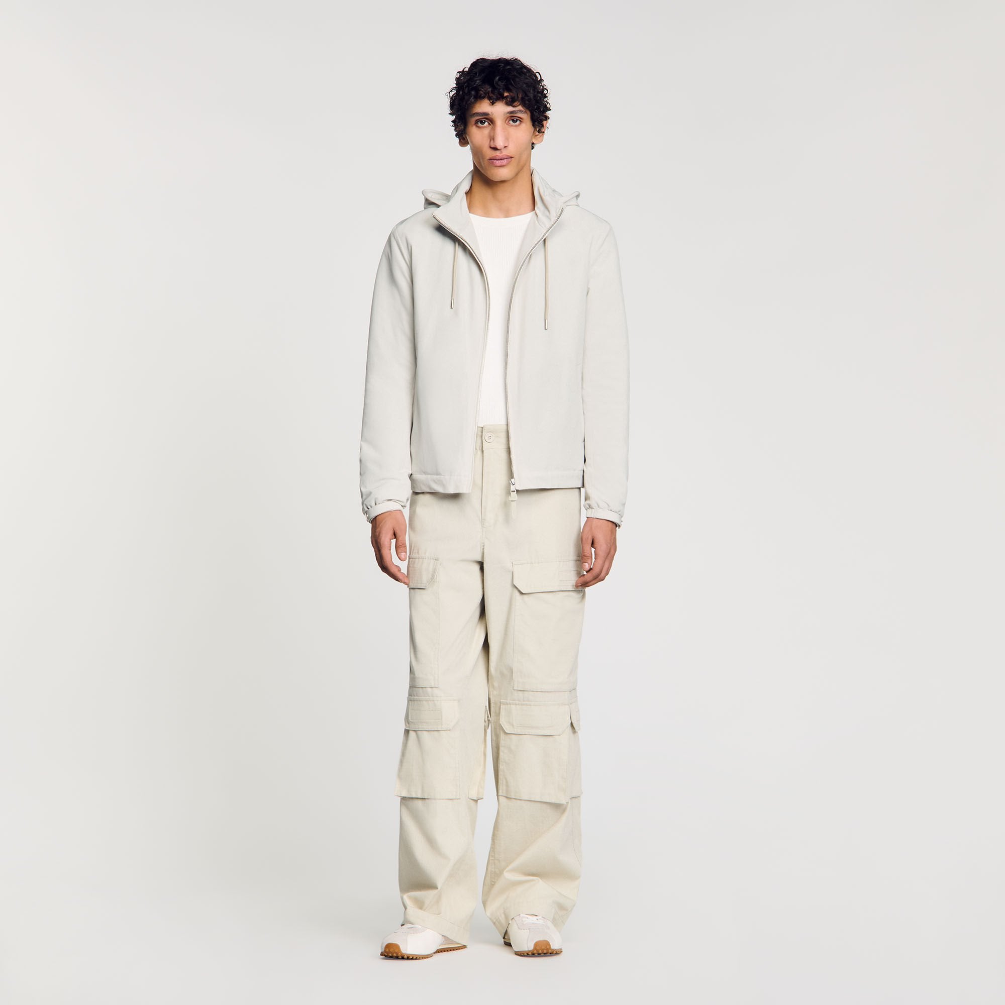 Sandro / Zip-up hooded jacket Aluminum