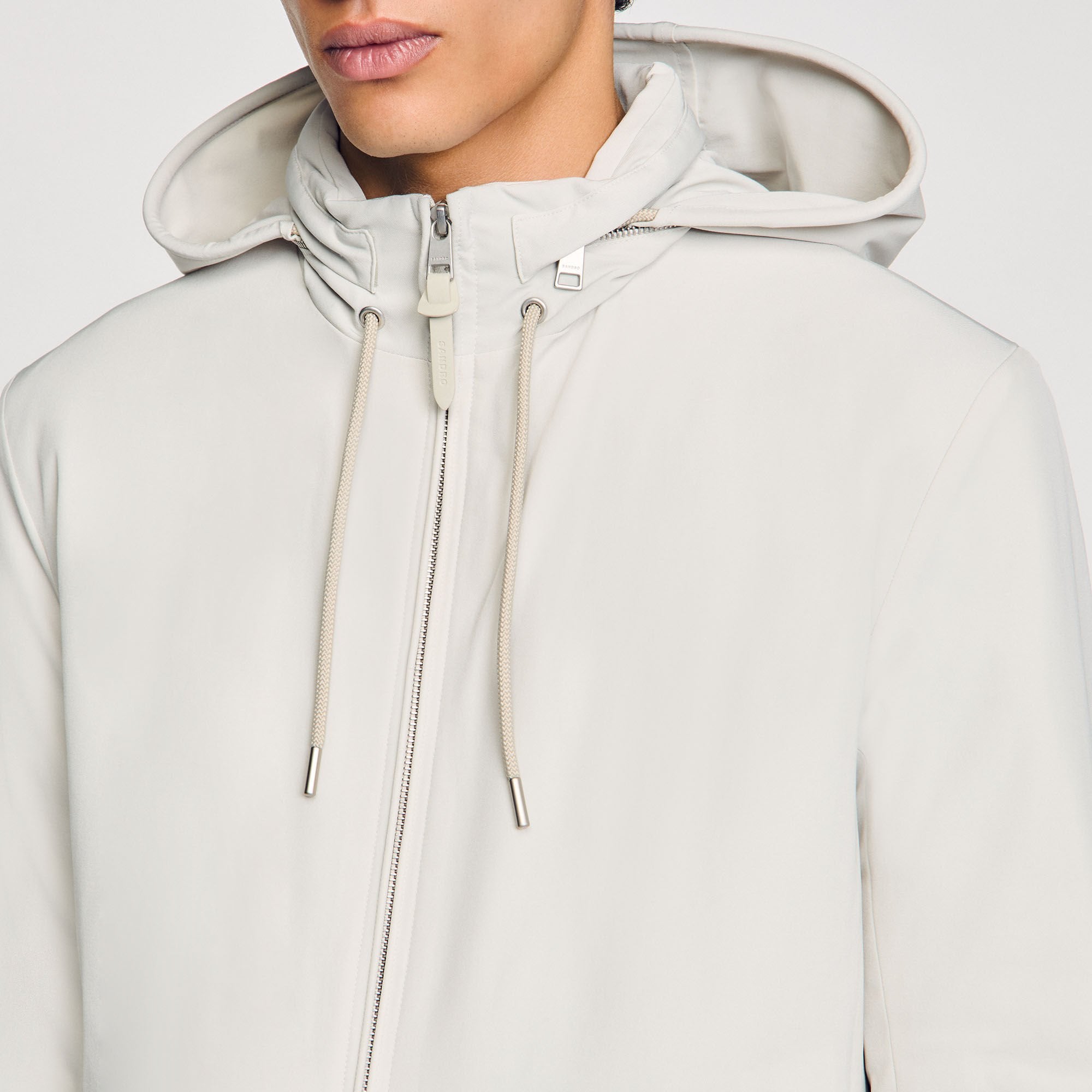 Sandro / Zip-up hooded jacket Aluminum