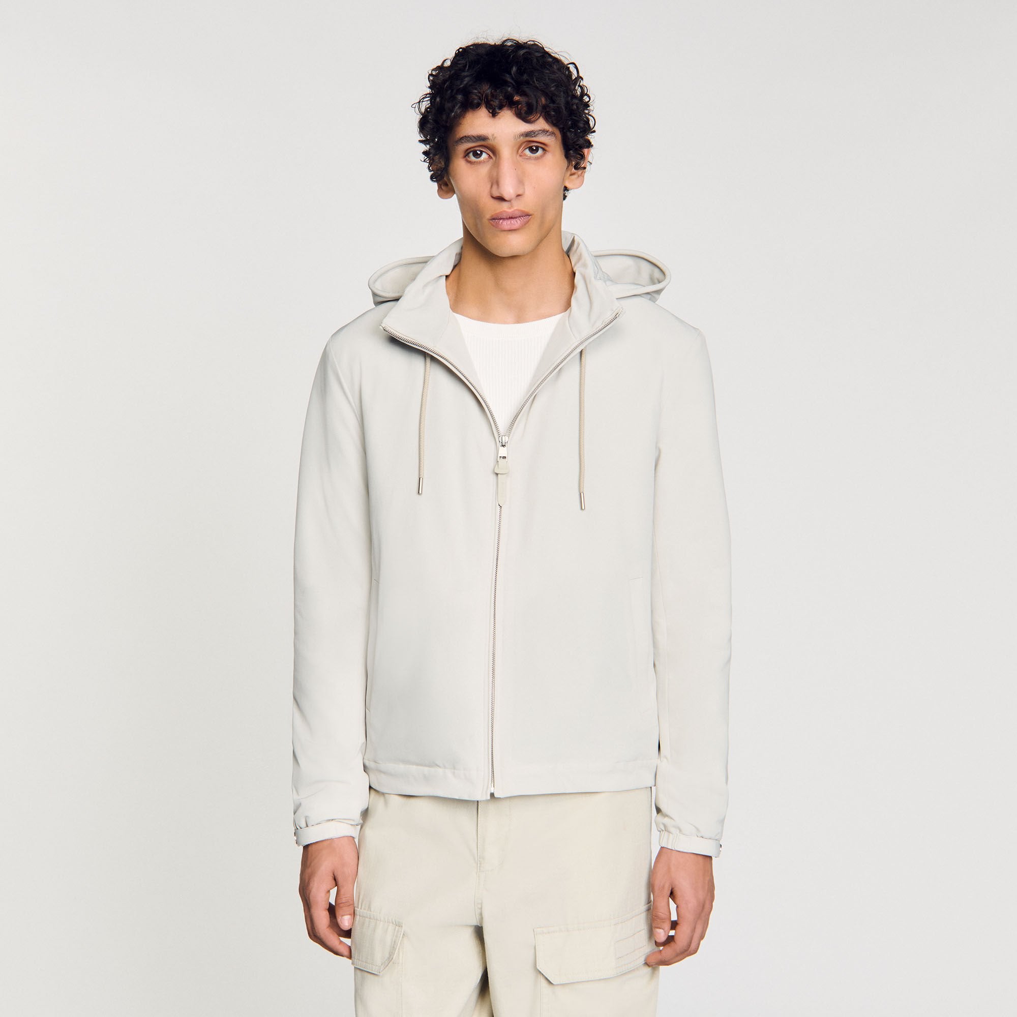 Sandro / Zip-up hooded jacket Aluminum