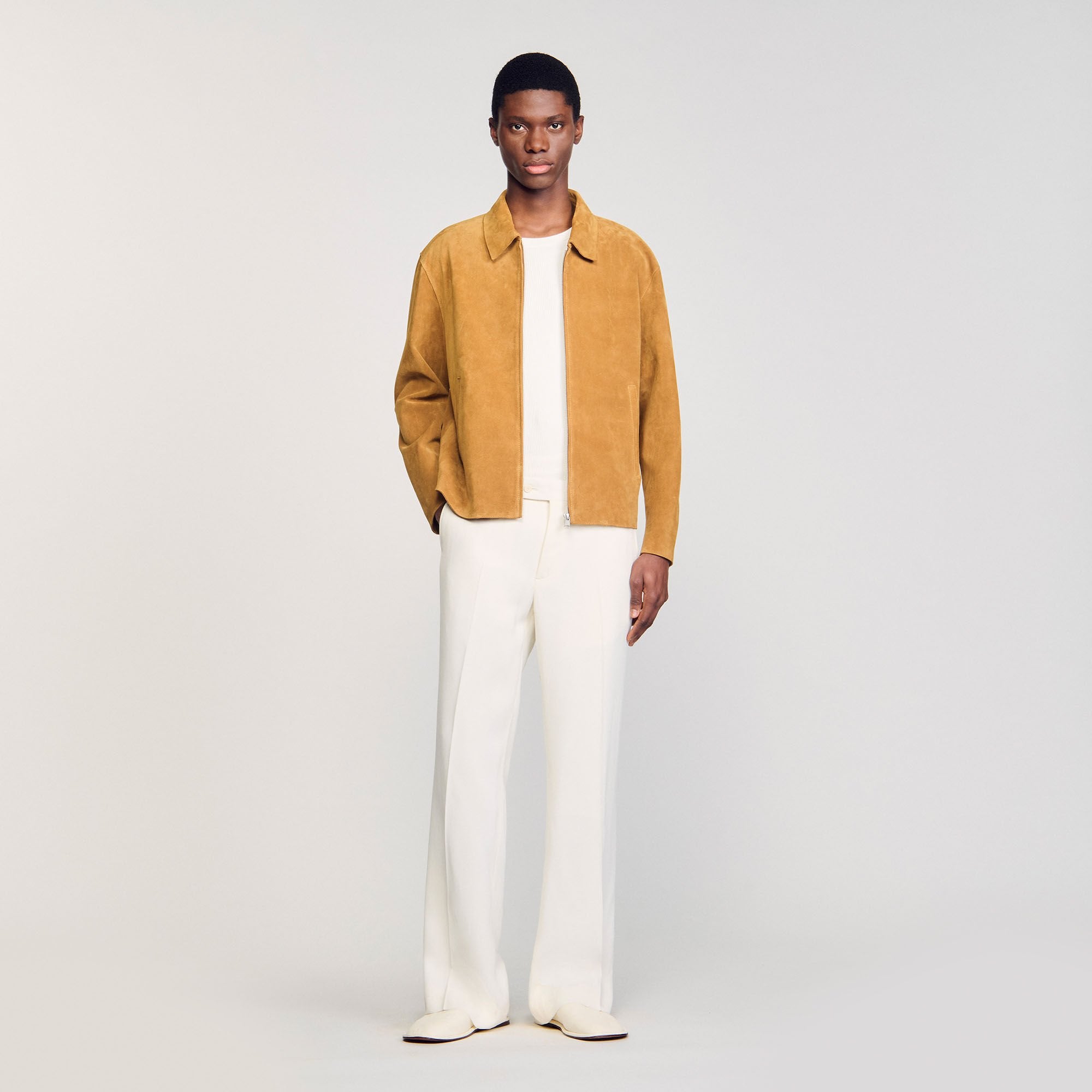 Sandro / Split leather jacket Camel
