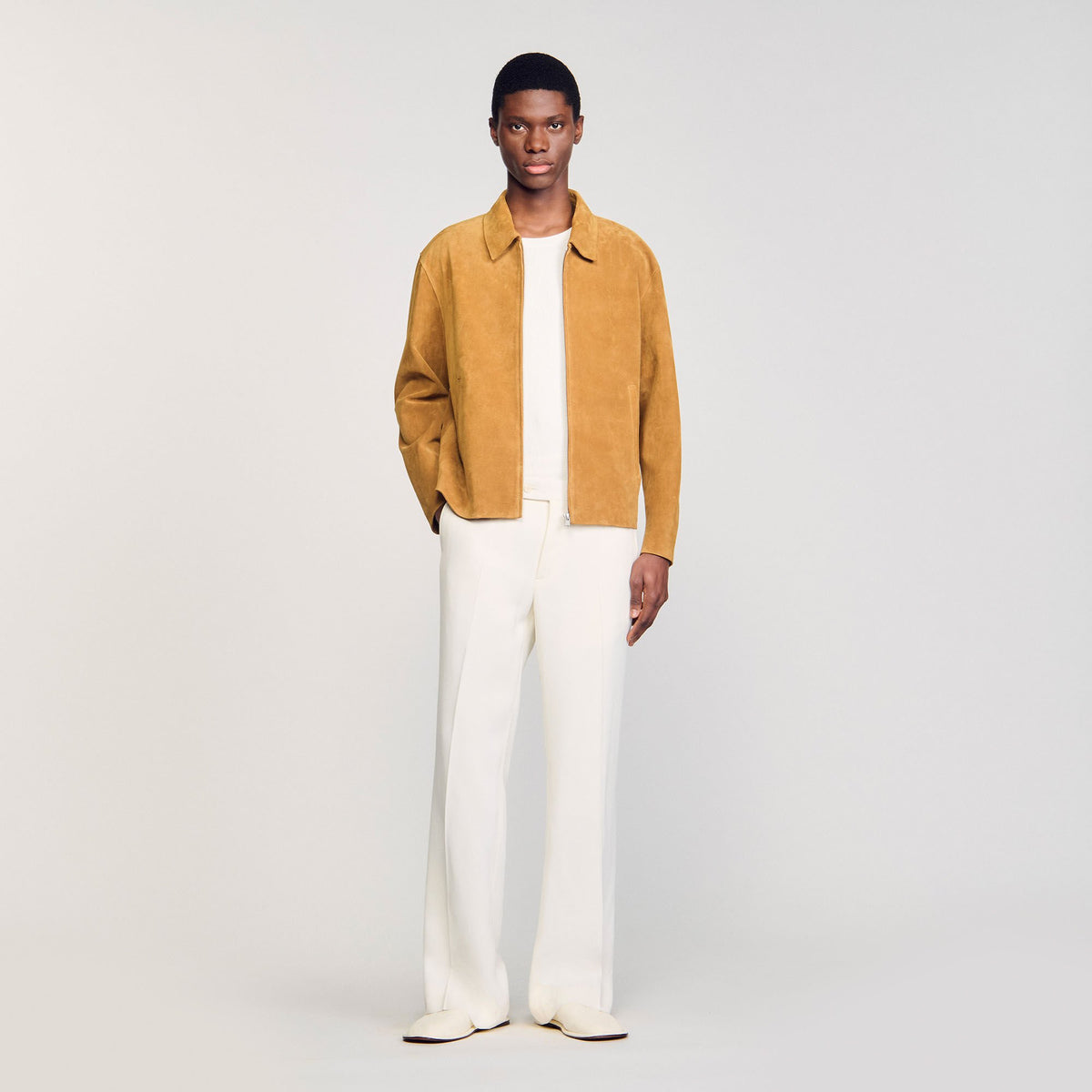 Sandro / Split leather jacket Camel