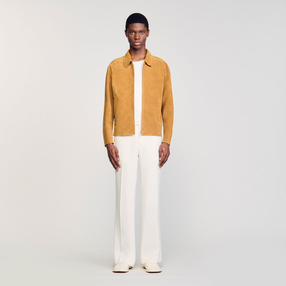 Sandro / Split leather jacket Camel