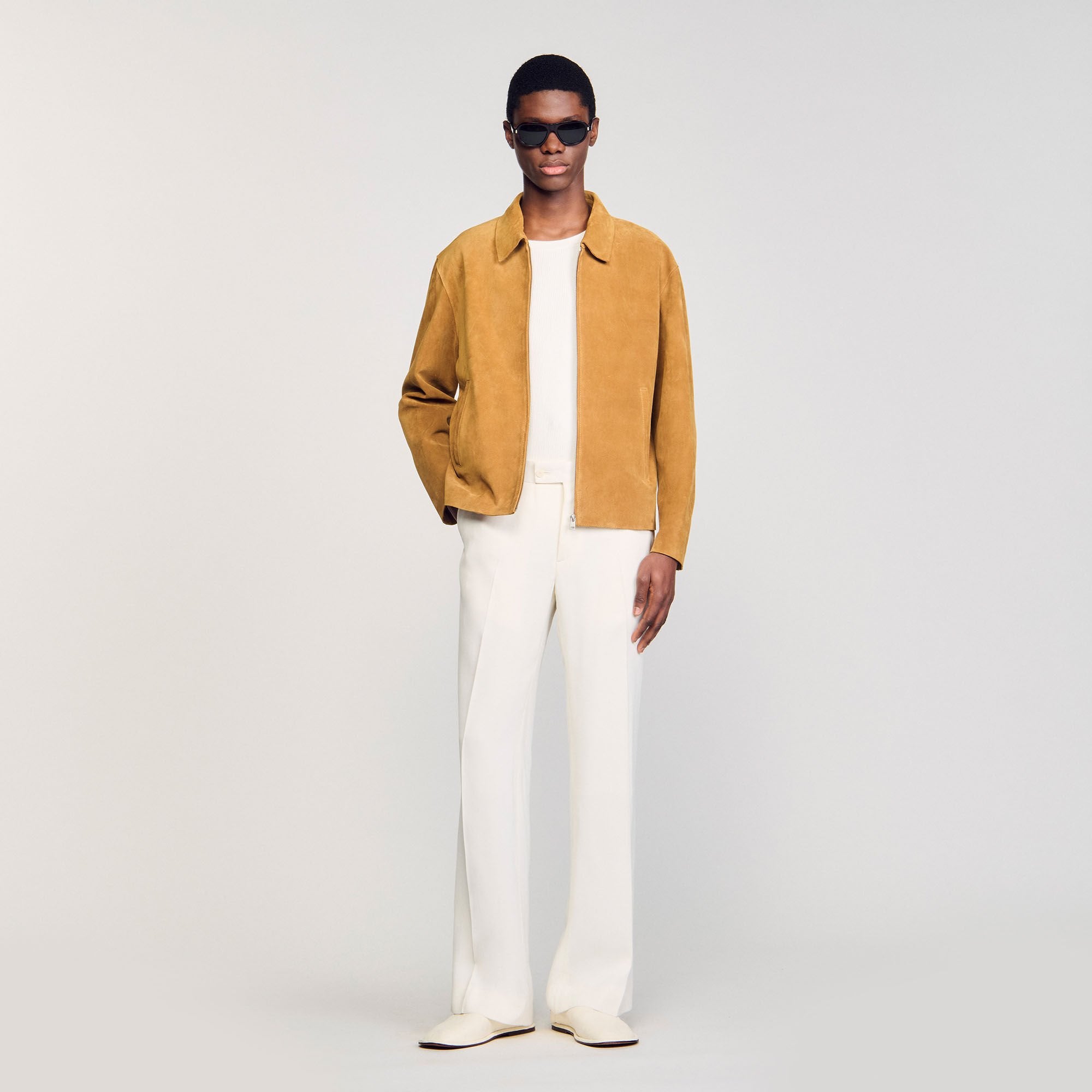 Sandro / Split leather jacket Camel