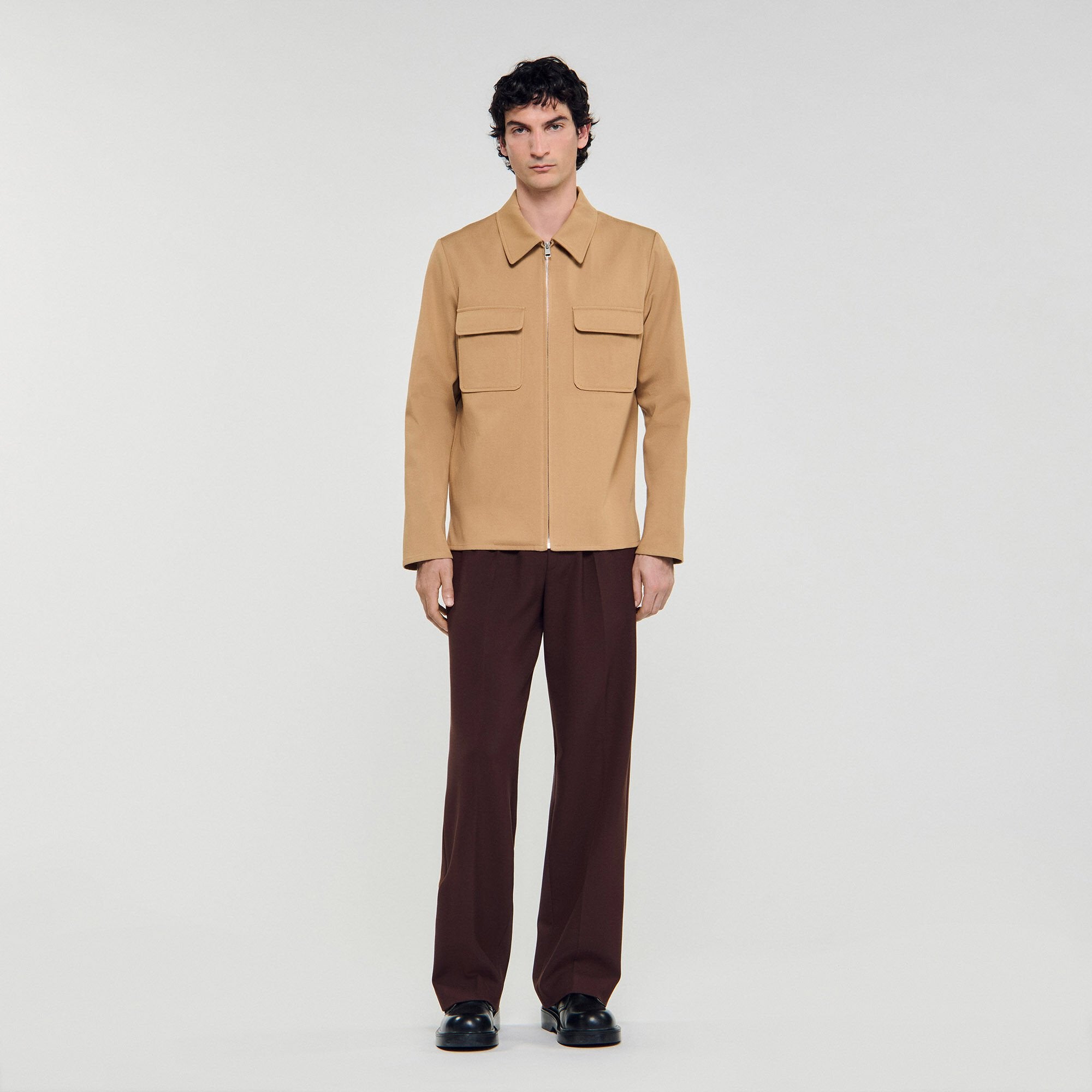 Sandro / Zip-up pocket jacket Camel