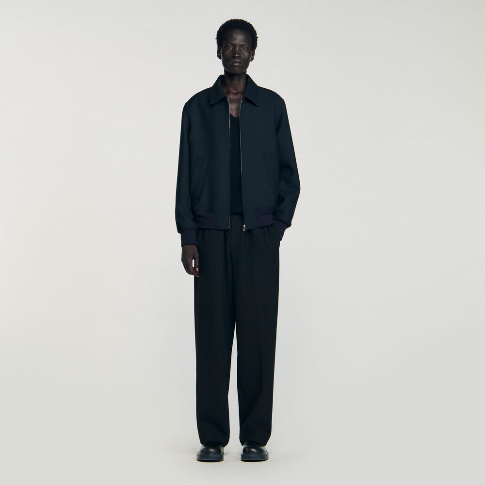 Sandro / Casual zip-up jacket Navy Blue