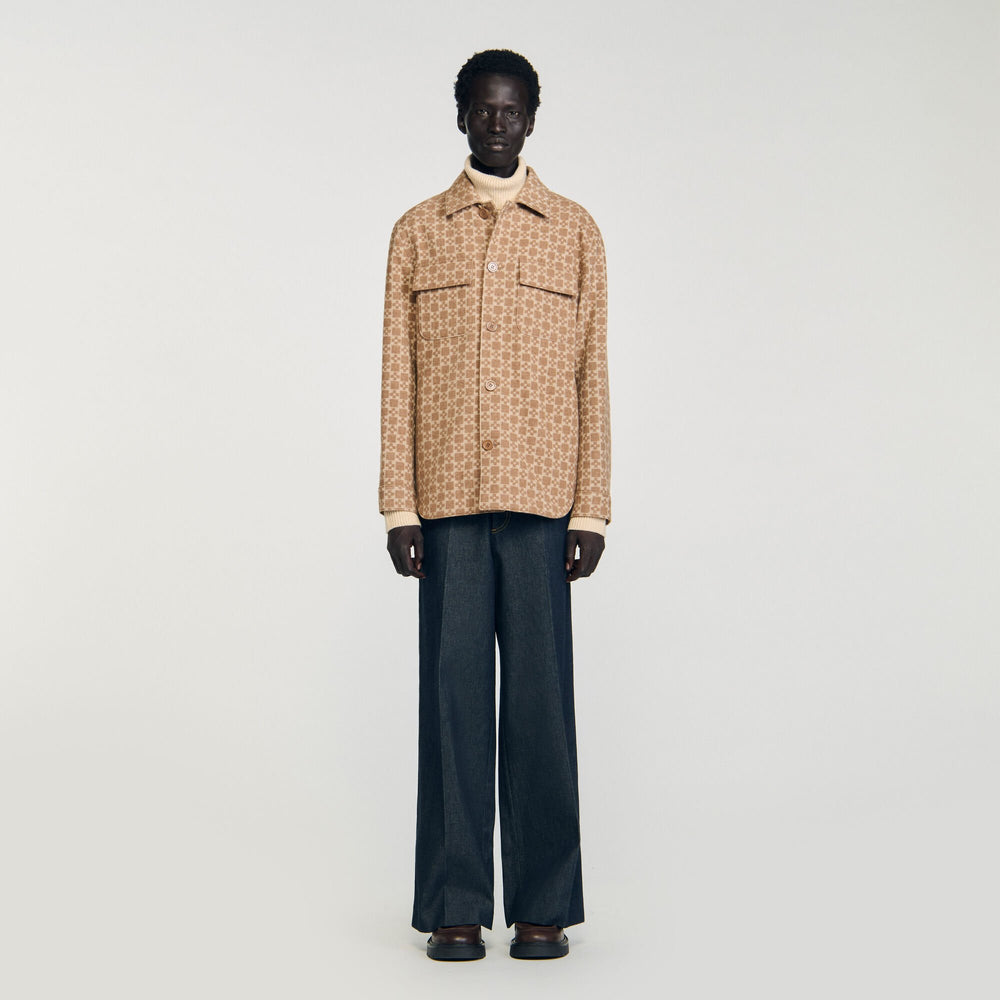Sandro / Square Cross jacquard overshirt Camel