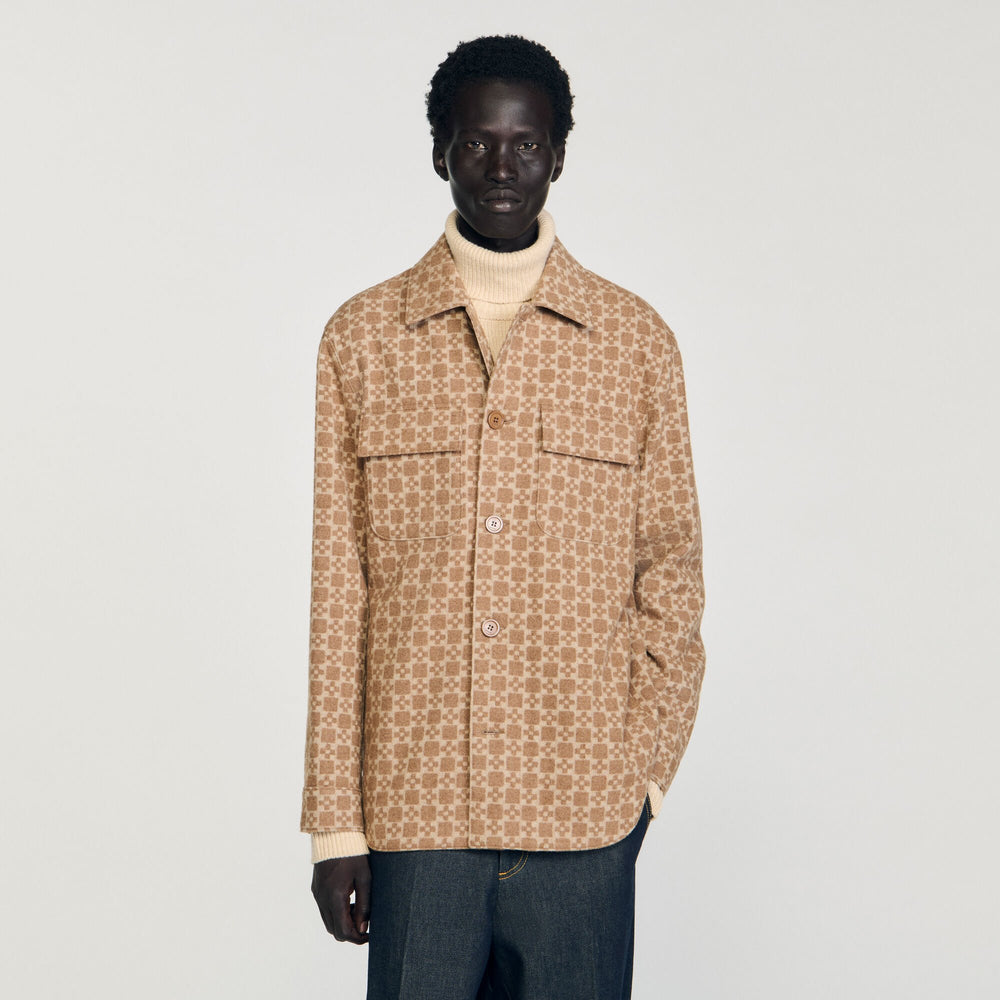Sandro / Square Cross jacquard overshirt Camel