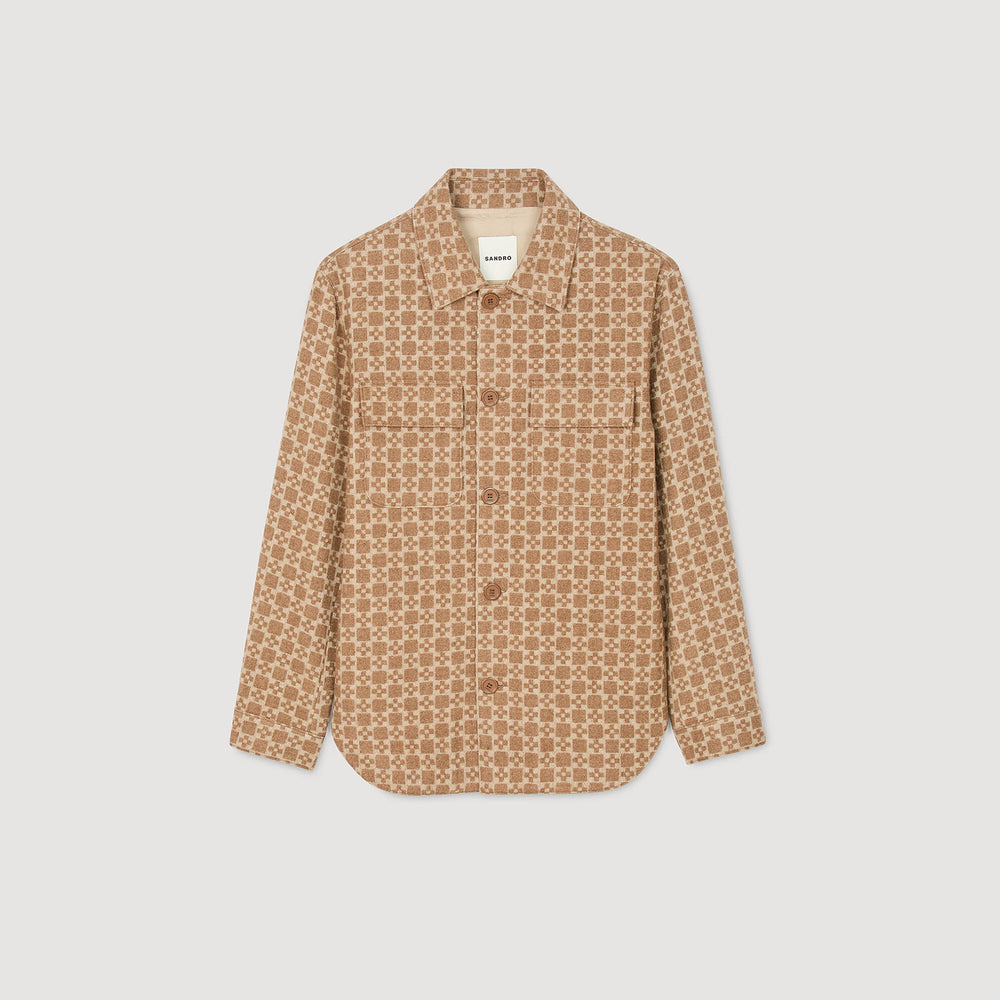 Sandro / Square Cross jacquard overshirt Camel