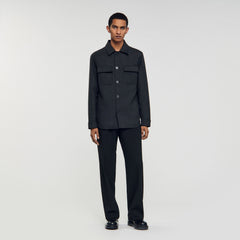 Sandro / Wool overshirt with pockets Dark Grey