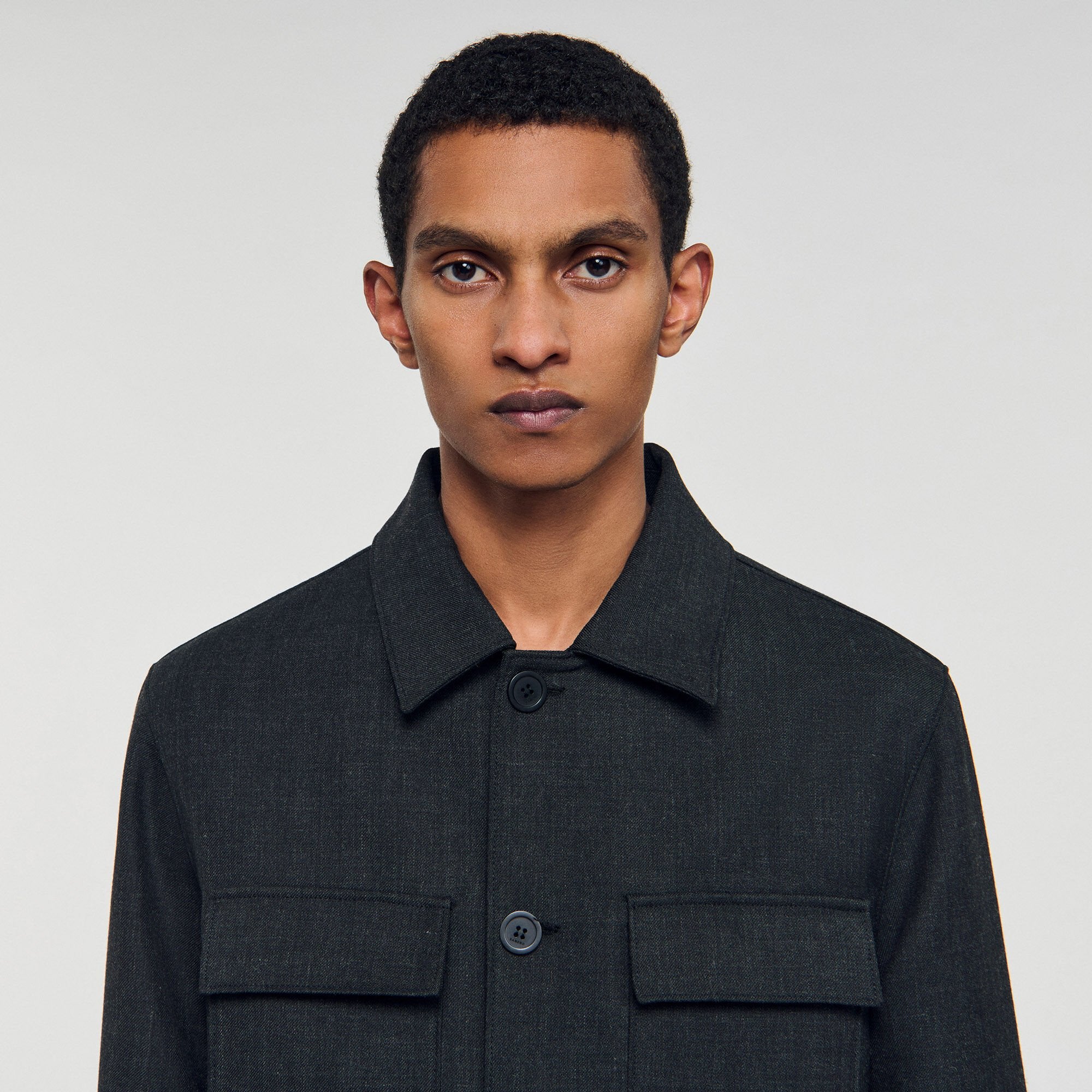 Sandro / Wool overshirt with pockets Dark Grey