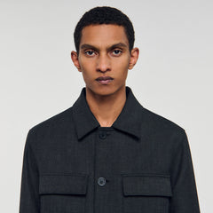 Sandro / Wool overshirt with pockets Dark Grey